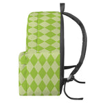 Green Harlequin Pattern Print Backpack
