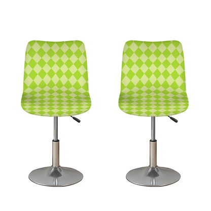 Green Harlequin Pattern Print Bar Stool Covers