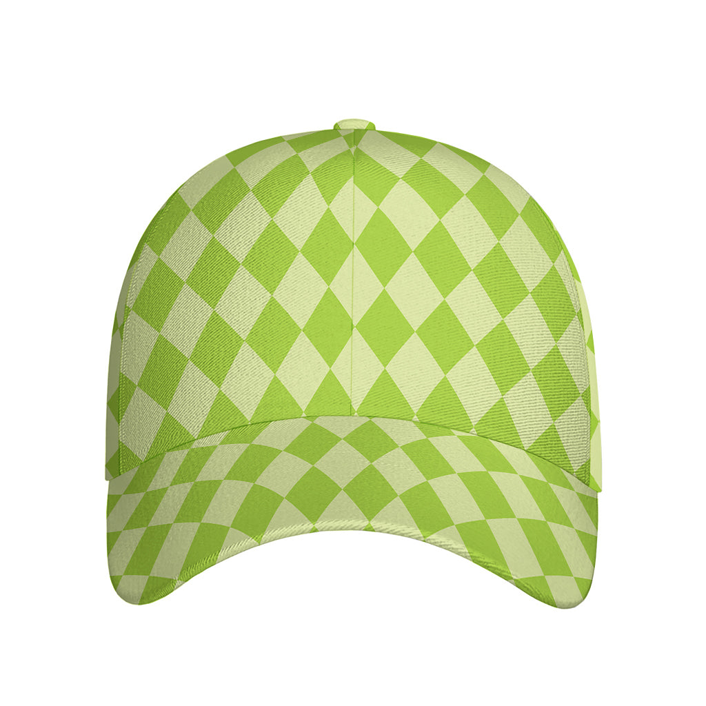 Green Harlequin Pattern Print Baseball Cap