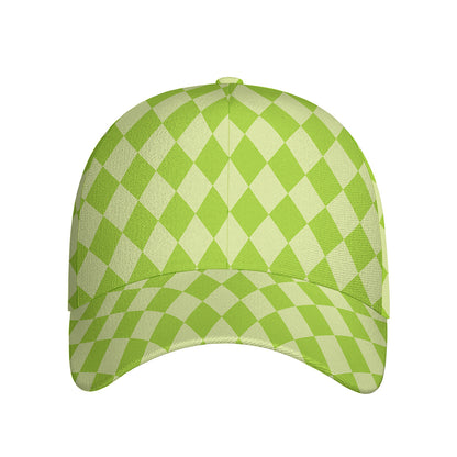 Green Harlequin Pattern Print Baseball Cap