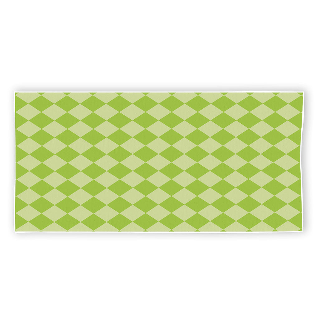 Green Harlequin Pattern Print Beach Towel