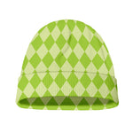 Green Harlequin Pattern Print Beanie