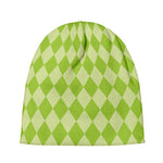 Green Harlequin Pattern Print Beanie