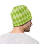 Green Harlequin Pattern Print Beanie
