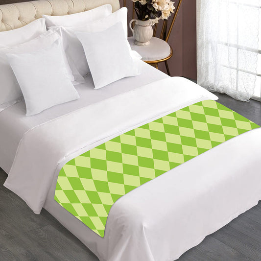 Green Harlequin Pattern Print Bed Runner