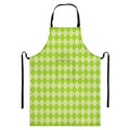 Green Harlequin Pattern Print Bib Apron With Pocket