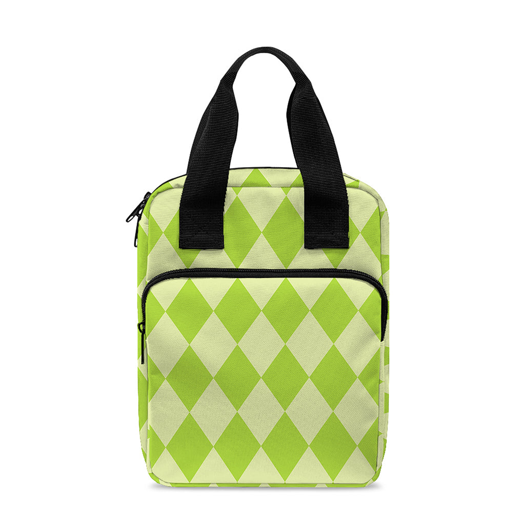 Green Harlequin Pattern Print Bible Tote Bag