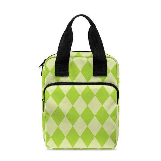 Green Harlequin Pattern Print Bible Tote Bag