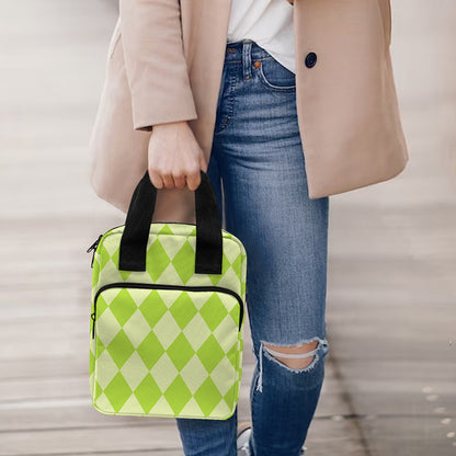 Green Harlequin Pattern Print Bible Tote Bag