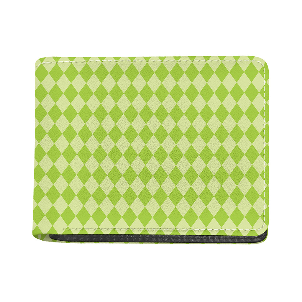 Green Harlequin Pattern Print Bifold Wallet