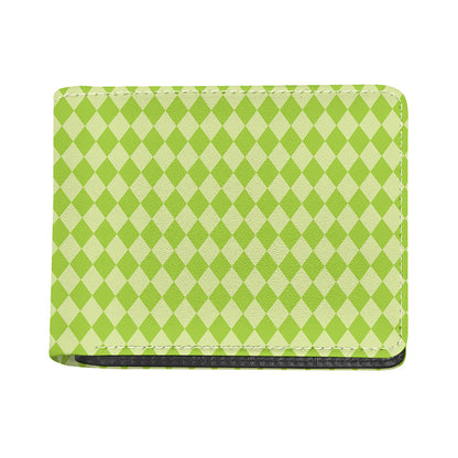 Green Harlequin Pattern Print Bifold Wallet