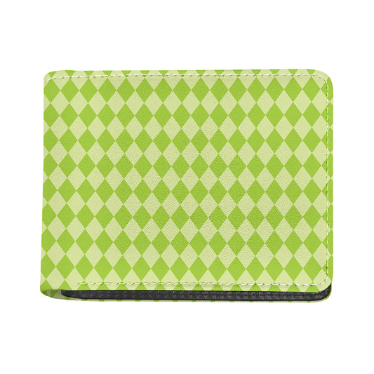 Green Harlequin Pattern Print Bifold Wallet