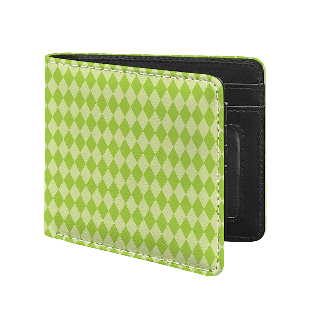 Green Harlequin Pattern Print Bifold Wallet