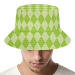 Green Harlequin Pattern Print Bucket Hat
