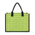 Green Harlequin Pattern Print Canvas Tote Bag