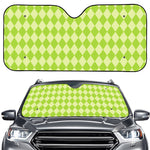 Green Harlequin Pattern Print Car Windshield Sun Shade