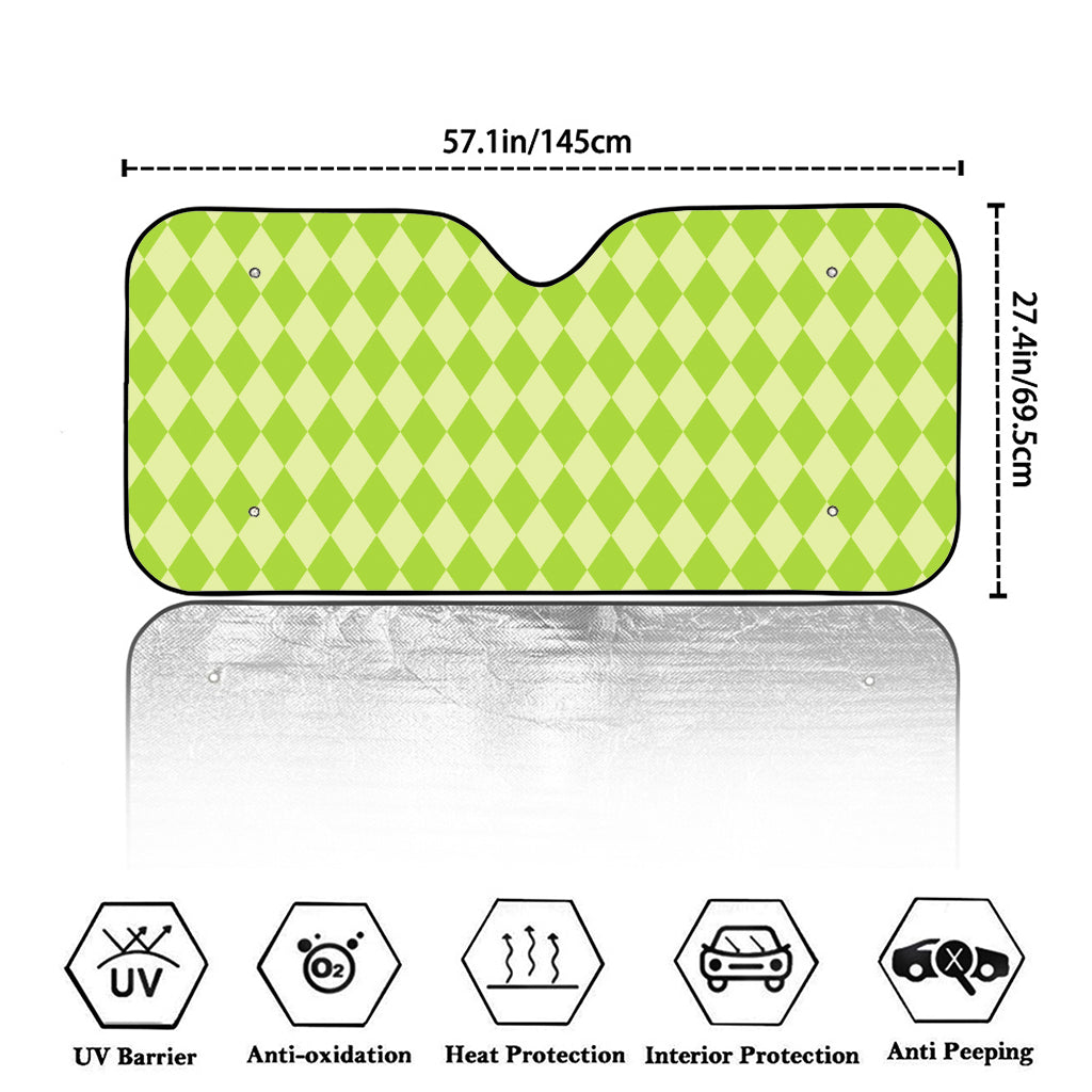 Green Harlequin Pattern Print Car Windshield Sun Shade