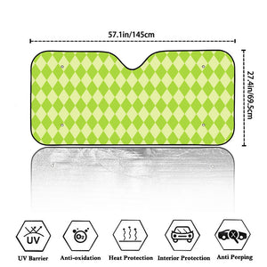 Green Harlequin Pattern Print Car Windshield Sun Shade