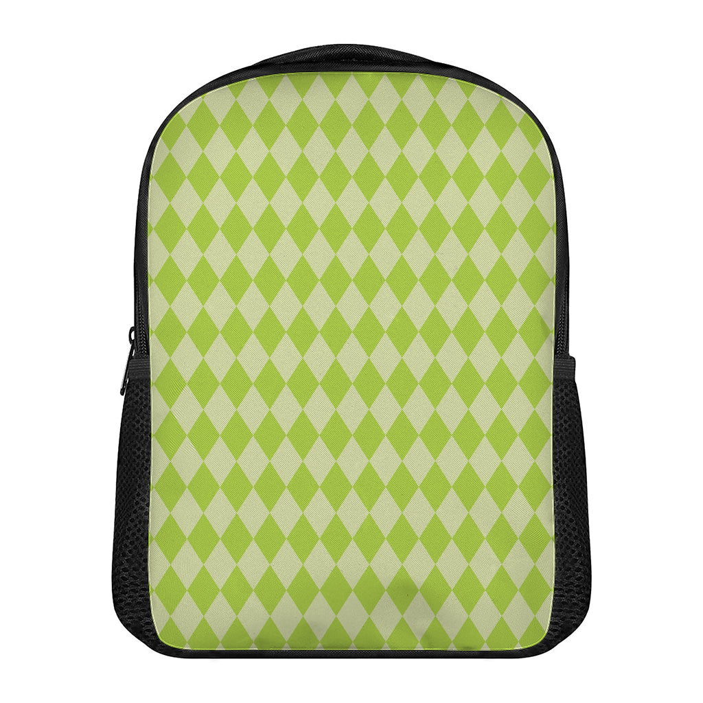 Green Harlequin Pattern Print Casual Backpack