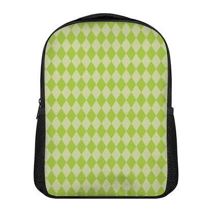 Green Harlequin Pattern Print Casual Backpack