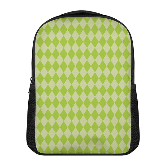 Green Harlequin Pattern Print Casual Backpack