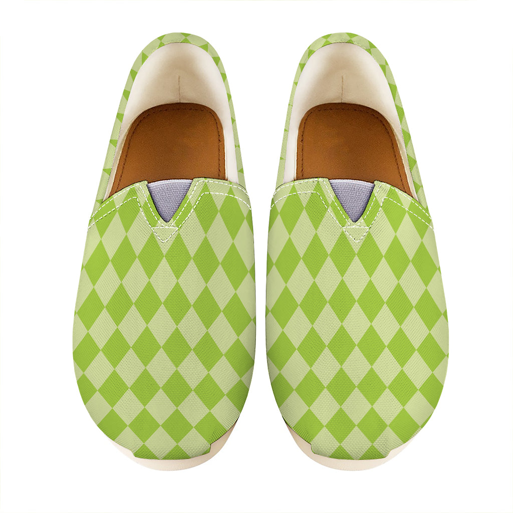 Green Harlequin Pattern Print Casual Shoes