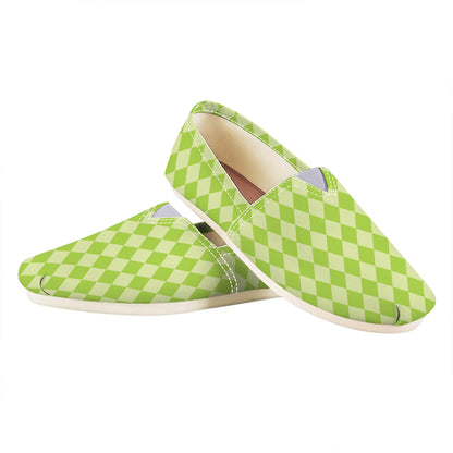 Green Harlequin Pattern Print Casual Shoes