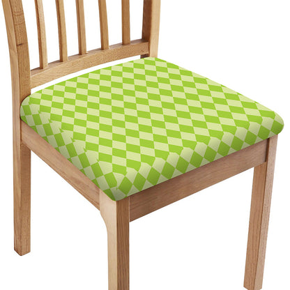 Green Harlequin Pattern Print Chair Cushion Cover