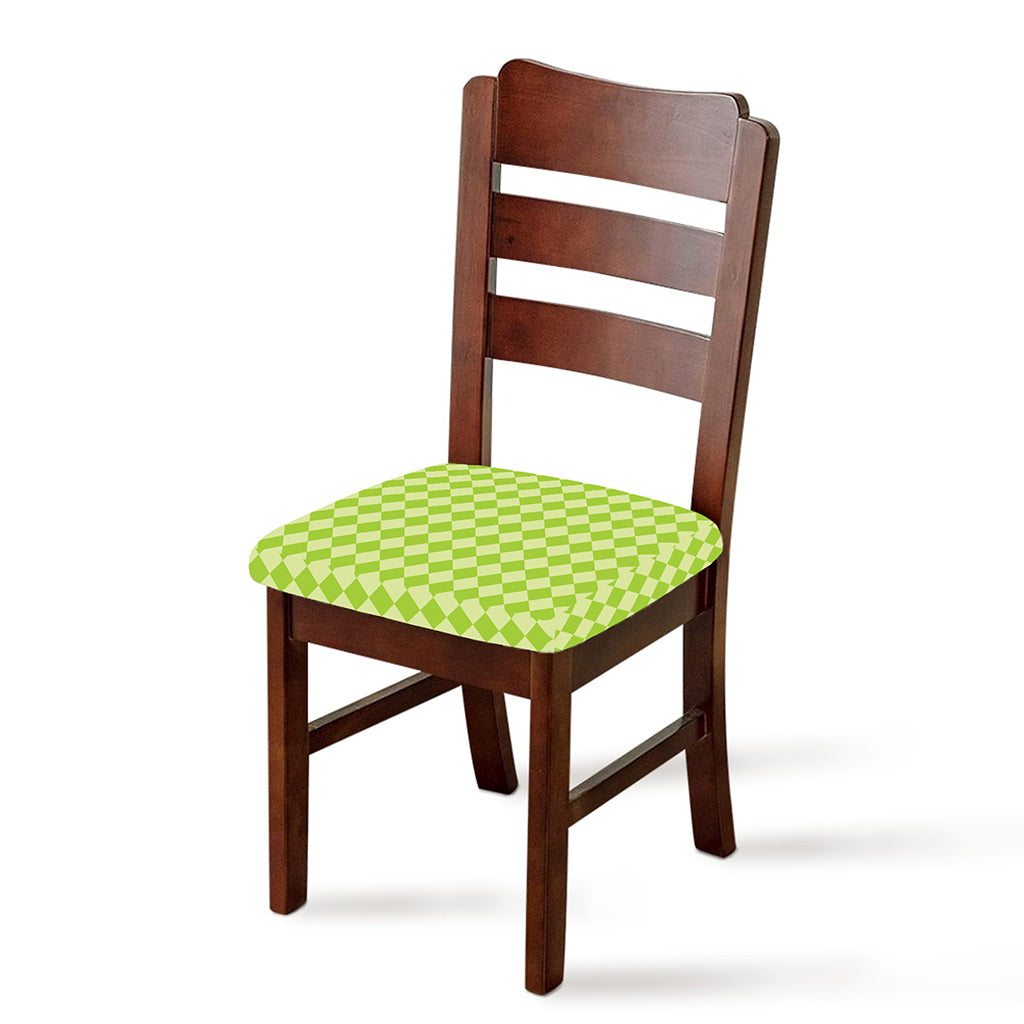 Green Harlequin Pattern Print Chair Cushion Cover