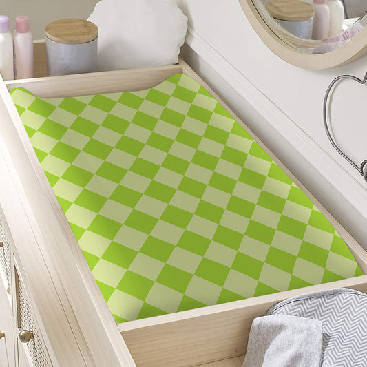 Green Harlequin Pattern Print Changing Pad Cover