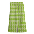 Green Harlequin Pattern Print Cotton Front Slit Maxi Skirt