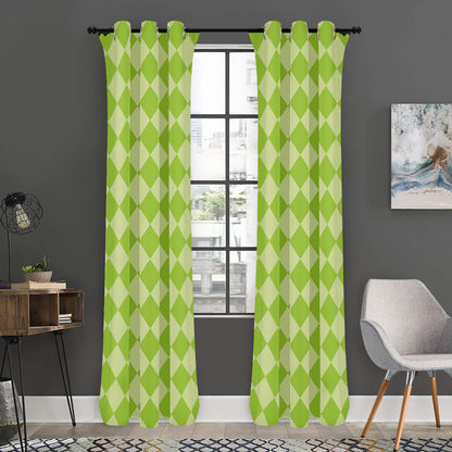 Green Harlequin Pattern Print Curtain