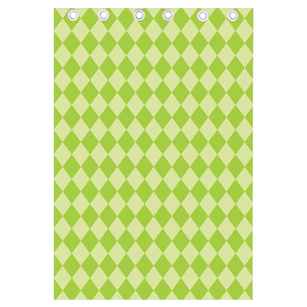 Green Harlequin Pattern Print Curtain