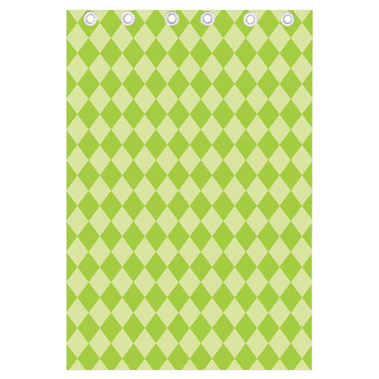 Green Harlequin Pattern Print Curtain