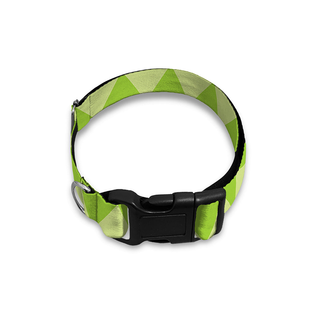 Green Harlequin Pattern Print Dog Collar