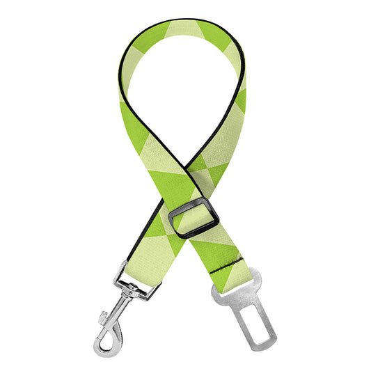 Green Harlequin Pattern Print Dog Seat Belt