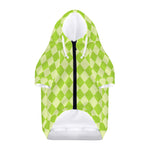 Green Harlequin Pattern Print Dog Zip Up Hoodie