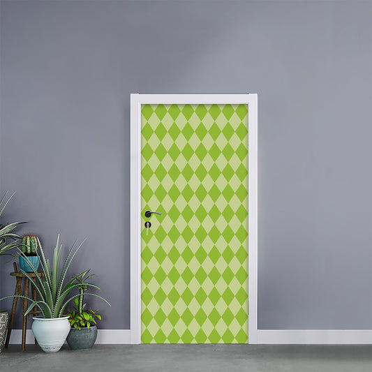 Green Harlequin Pattern Print Door Sticker