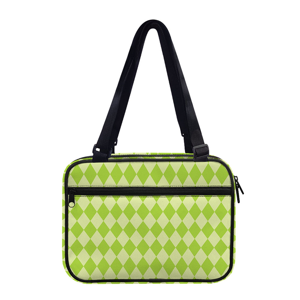 Green Harlequin Pattern Print Double Strap Bible Bag