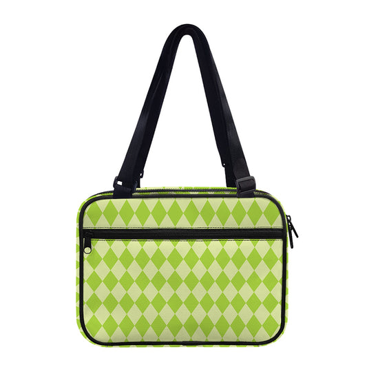 Green Harlequin Pattern Print Double Strap Bible Bag