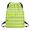 Green Harlequin Pattern Print Drawstring Backpack