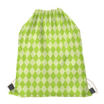 Green Harlequin Pattern Print Drawstring Bag