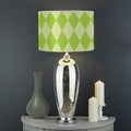 Green Harlequin Pattern Print Drum Lamp Shade