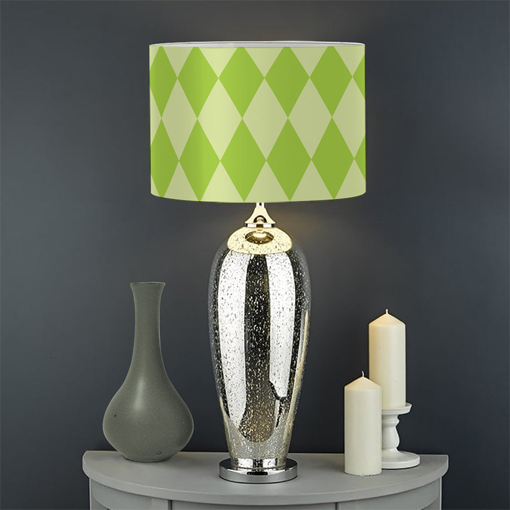 Green Harlequin Pattern Print Drum Lamp Shade