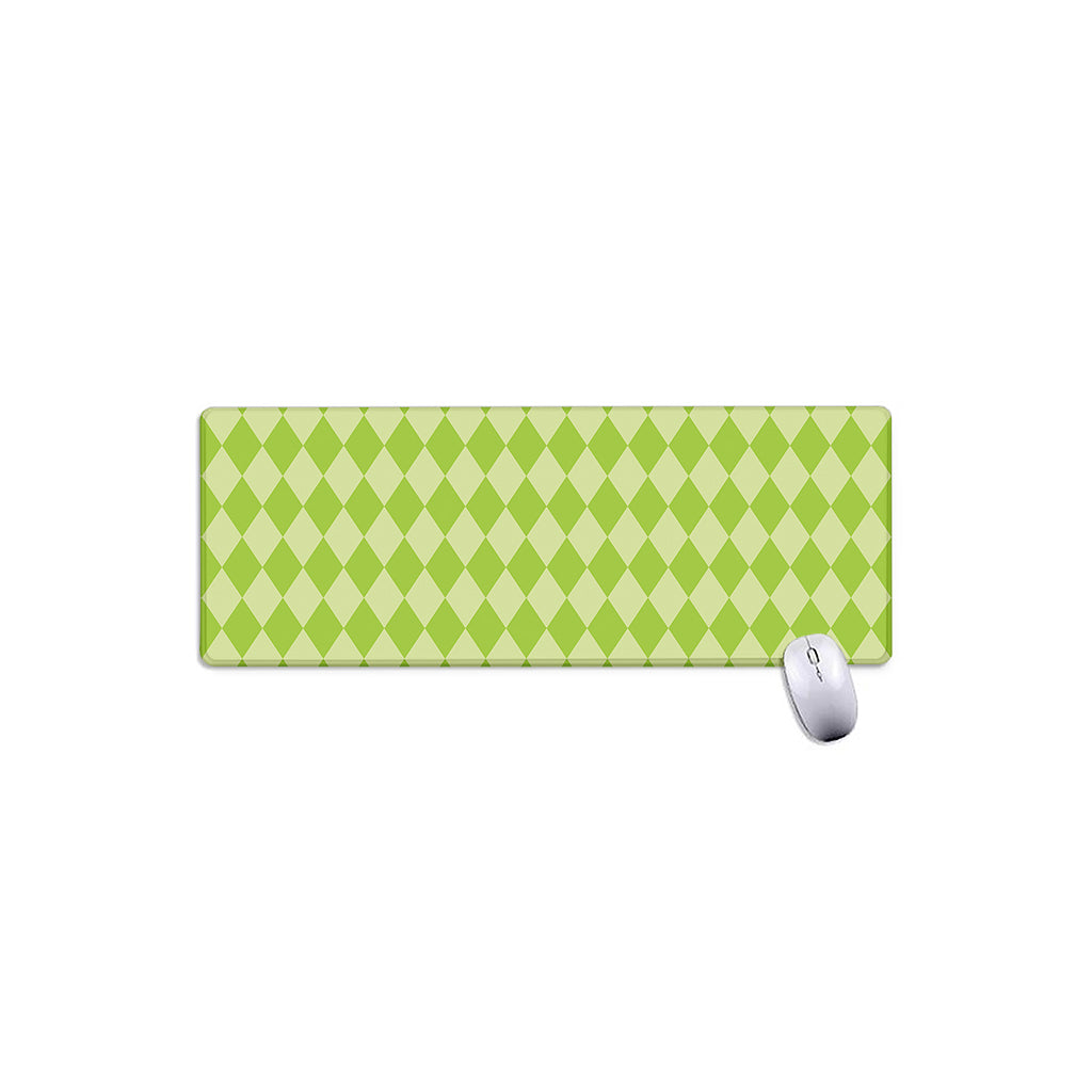 Green Harlequin Pattern Print Extended Mouse Pad