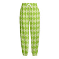 Green Harlequin Pattern Print Fleece Lined Knit Pants