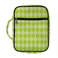 Green Harlequin Pattern Print Front Pocket Bible Bag