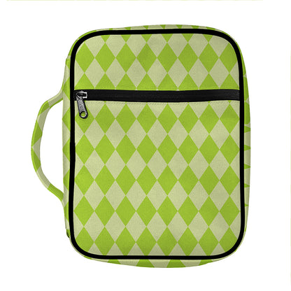 Green Harlequin Pattern Print Front Pocket Bible Bag