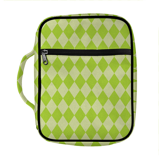 Green Harlequin Pattern Print Front Pocket Bible Bag