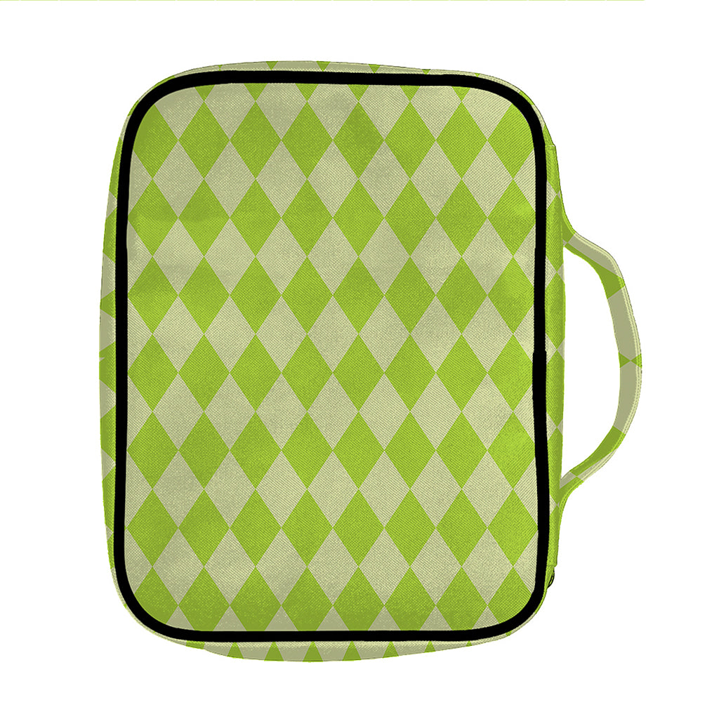 Green Harlequin Pattern Print Front Pocket Bible Bag